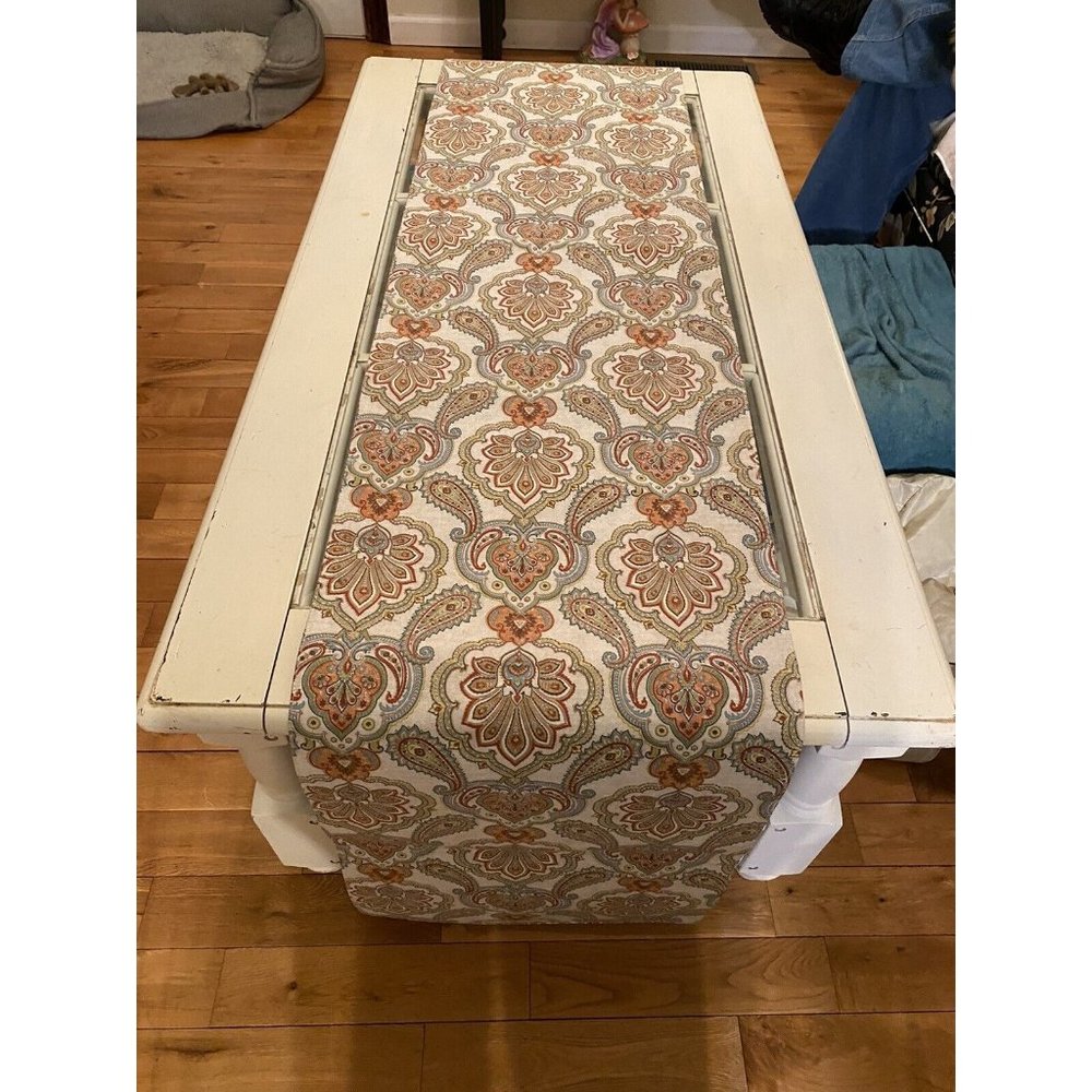 NWOT TAHARI HOME TRADEMARK BOHO HIP LONG TABLE RUNNER DOUBLE SIDED PAISLEY IKAT